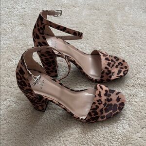 a new day Brown Heels Ankle Strap Block Heel